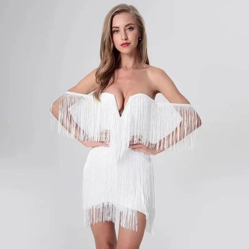 Elegant Tassel Bandage Bodycon Mini Dress Fashion Dress Elegant Tassel Bandage Bodycon Mini Dress