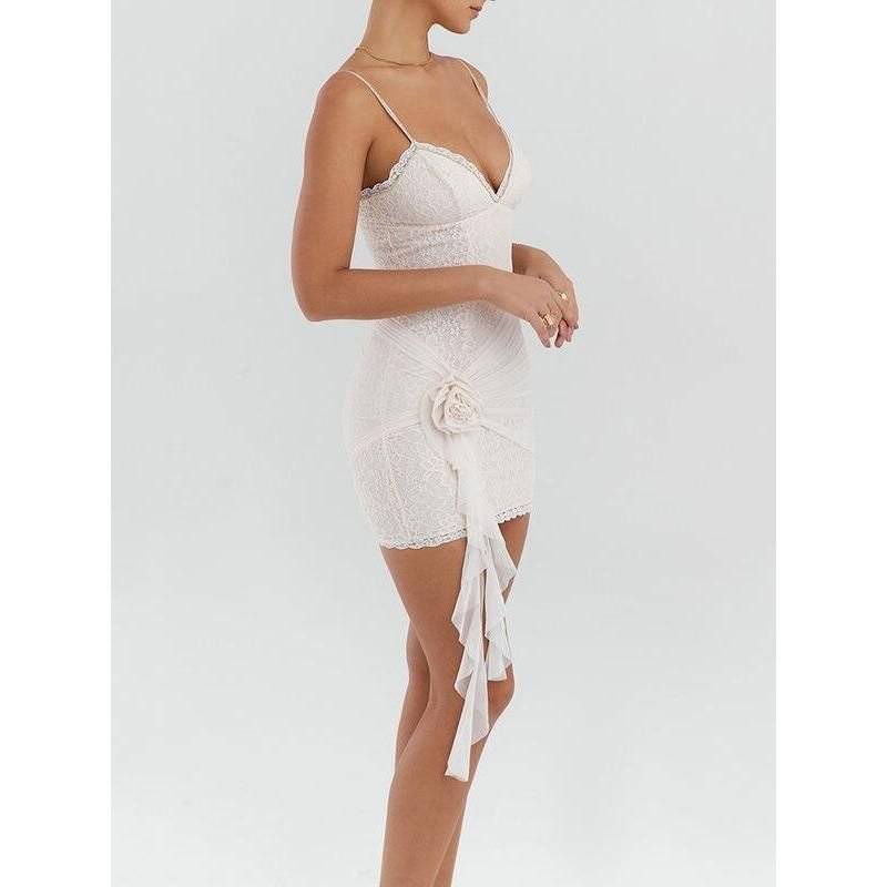 Summer Elegance White Lace Mini Dress Fashion Dress Summer Elegance White Lace Mini Dress