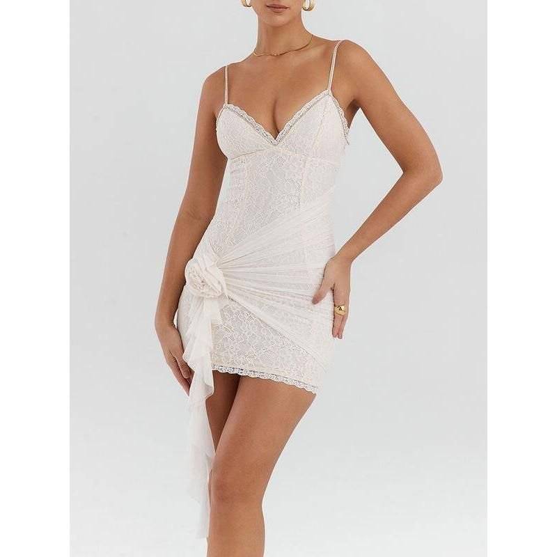 Summer Elegance White Lace Mini Dress Fashion Dress Summer Elegance White Lace Mini Dress