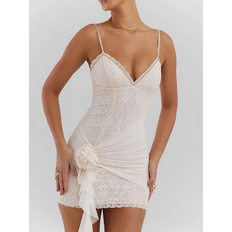 Summer Elegance White Lace Mini Dress Fashion Dress Summer Elegance White Lace Mini Dress