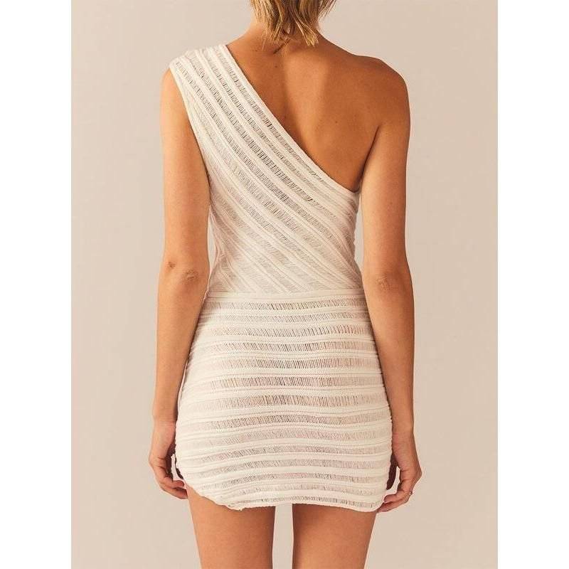 Y2K Crochet Knit One-Shoulder Backless Bodycon Mini Dress – Summer Beach & Streetwear Y2K Crochet Knit One-Shoulder Backless Bodycon Mini Dress - Summer Beach & Streetwear