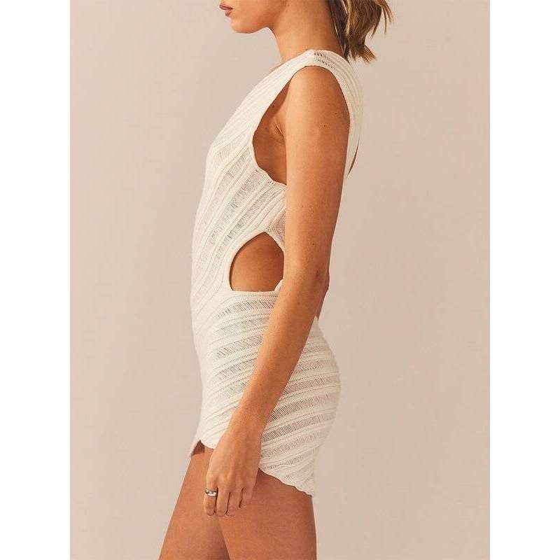 Y2K Crochet Knit One-Shoulder Backless Bodycon Mini Dress – Summer Beach & Streetwear Y2K Crochet Knit One-Shoulder Backless Bodycon Mini Dress - Summer Beach & Streetwear