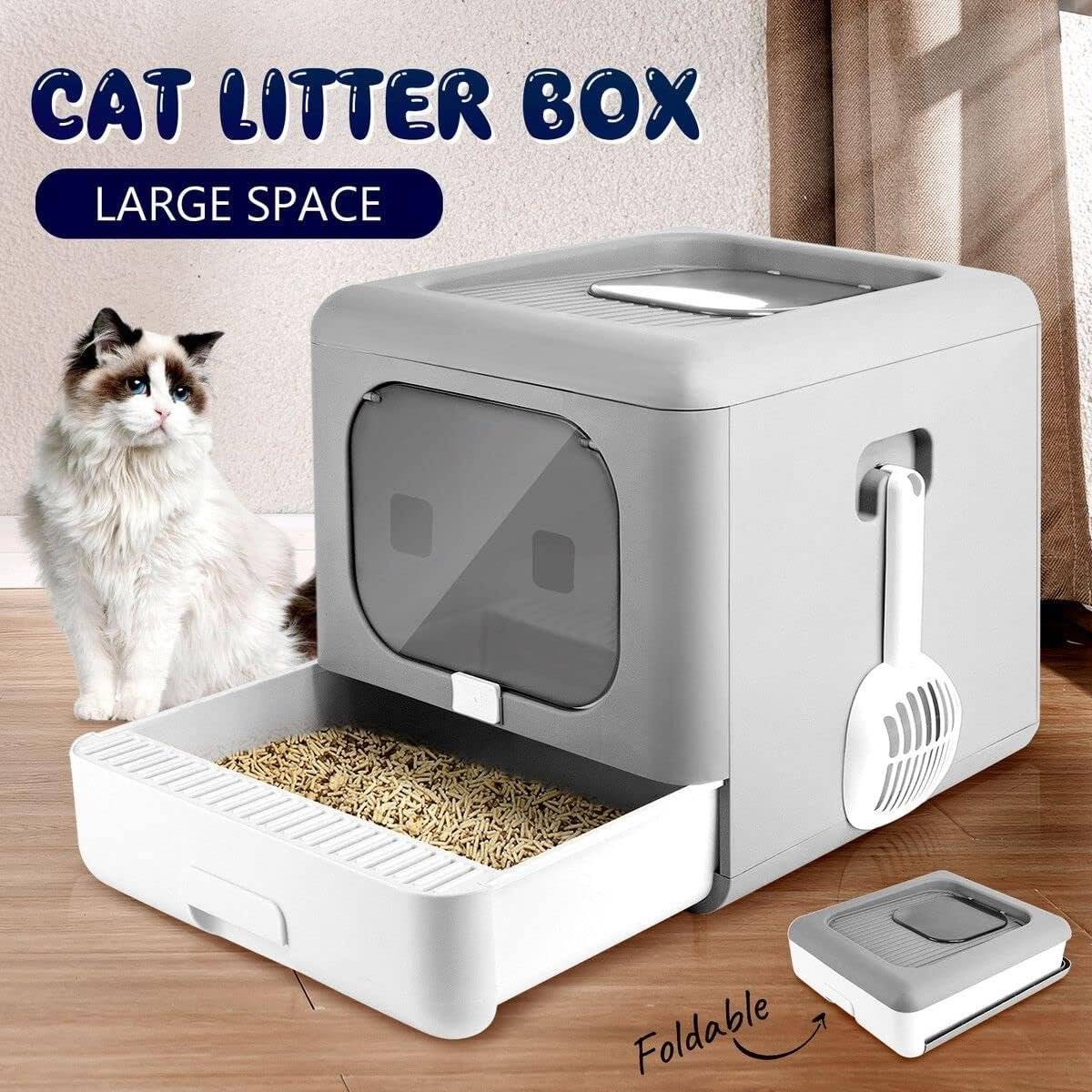 Cat Litter Box with Scoop & Tray Beds Best Deals Best Sellers Indoor Supplies Cat Litter Box with Scoop & Tray